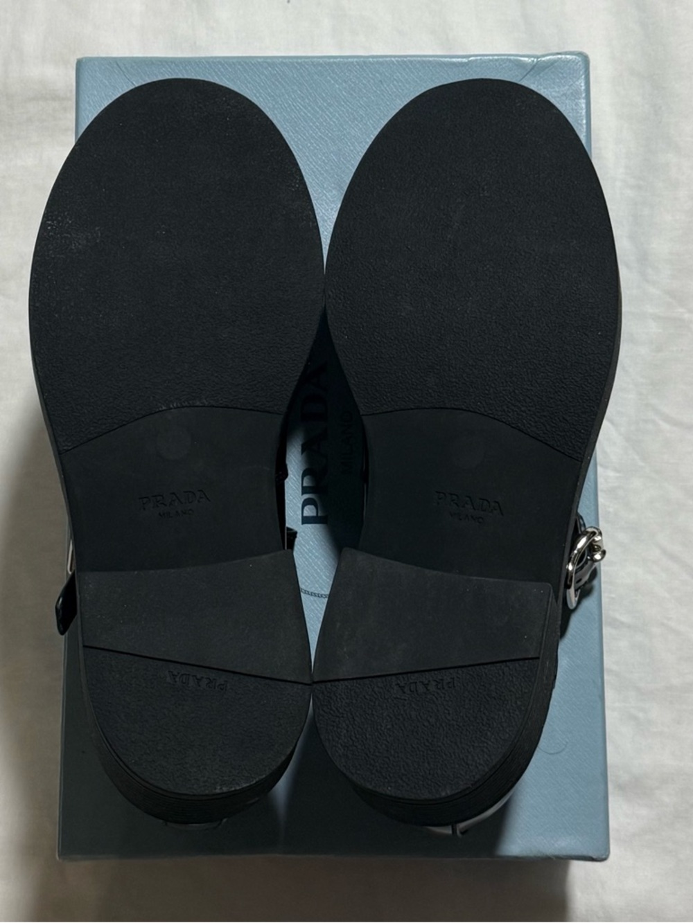 Prada Womens black leather shoe sandals - Picture 8 of 9
